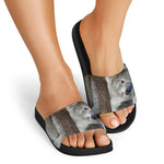 Cute Koala Print Black Slide Sandals
