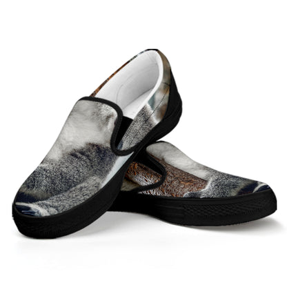 Cute Koala Print Black Slip On Shoes