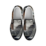 Cute Koala Print Black Slip On Shoes