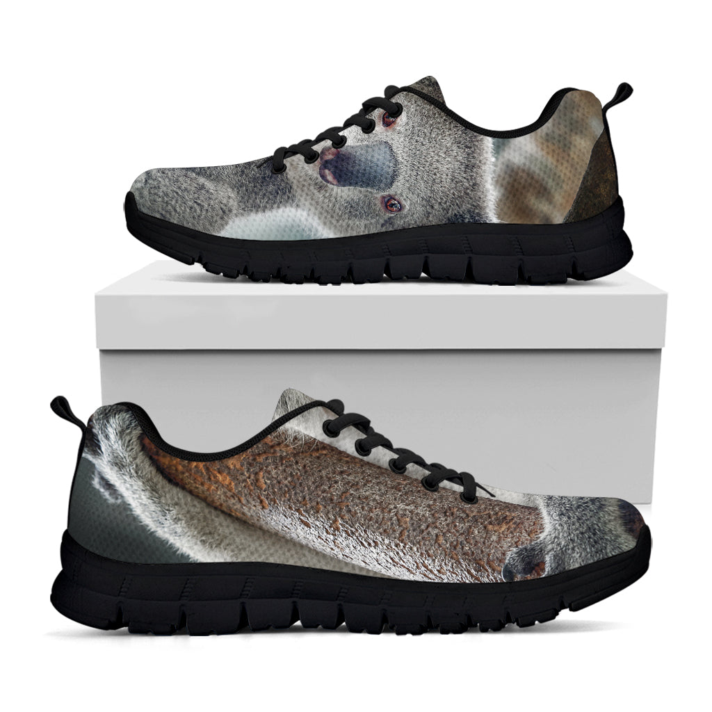 Cute Koala Print Black Sneakers