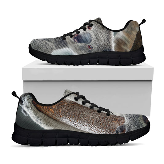 Cute Koala Print Black Sneakers