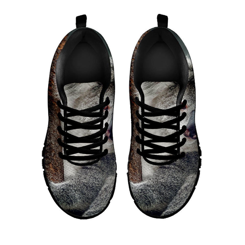 Cute Koala Print Black Sneakers