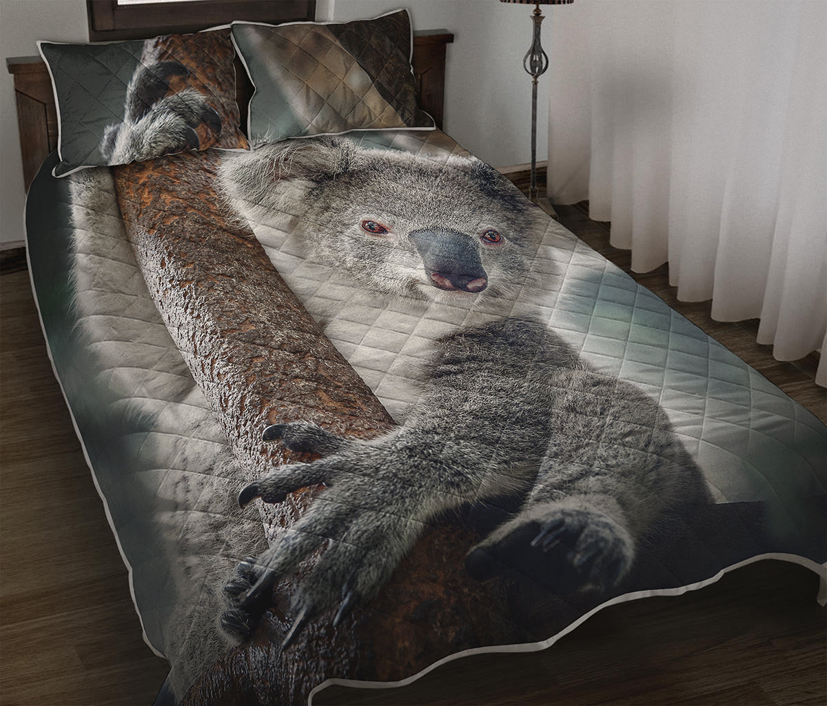 Cute Koala Print Quilt Bed Set