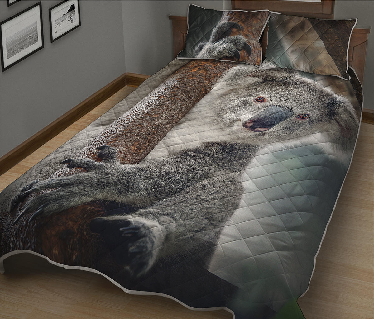 Cute Koala Print Quilt Bed Set