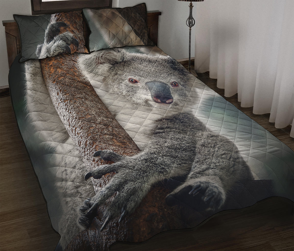 Cute Koala Print Quilt Bed Set
