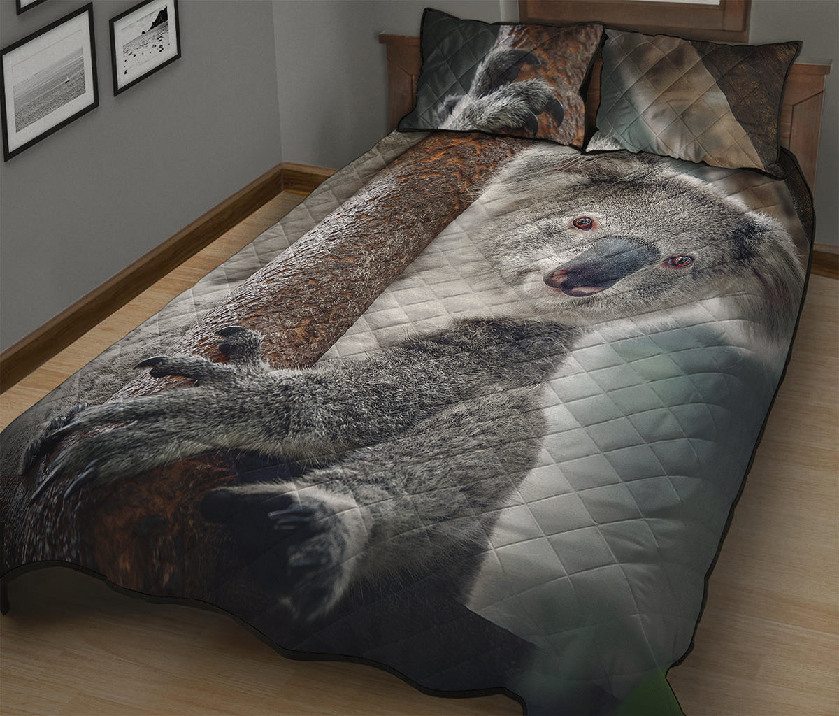 Cute Koala Print Quilt Bed Set