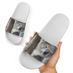 Cute Koala Print White Slide Sandals