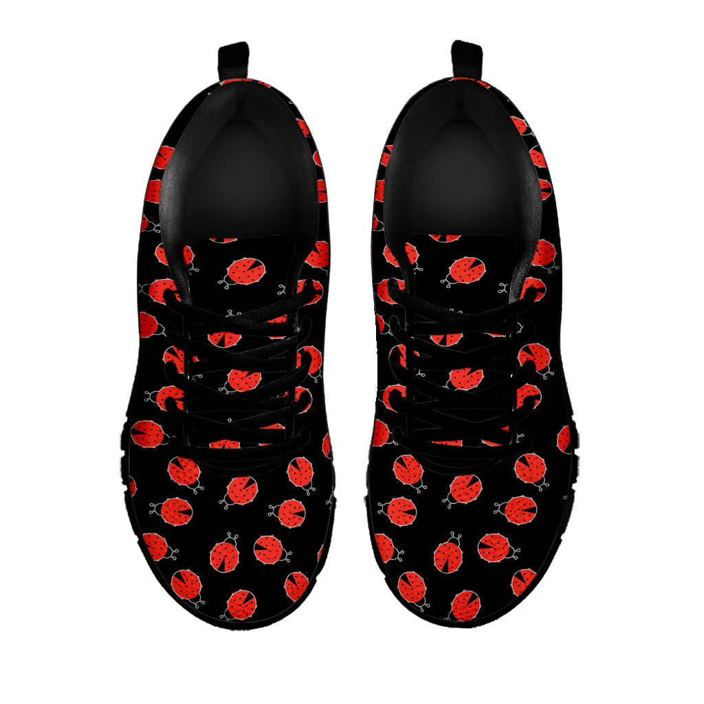 Cute Ladybird Pattern Print Black Sneakers