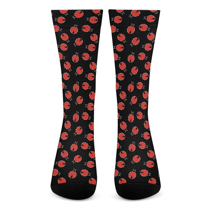 Cute Ladybird Pattern Print Crew Socks