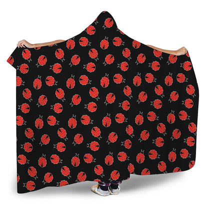 Cute Ladybird Pattern Print Hooded Blanket