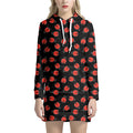Cute Ladybird Pattern Print Pullover Hoodie Dress