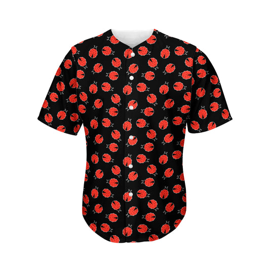 Cute Ladybird Pattern Print Men's Baseball Jersey