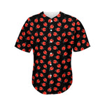 Cute Ladybird Pattern Print Men's Baseball Jersey