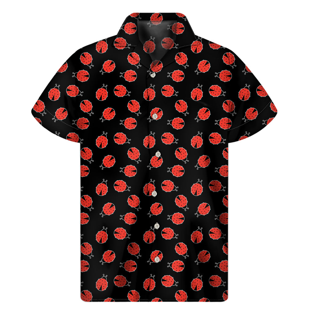 Cute Ladybird Pattern Print Men's Short Sleeve Shirt
