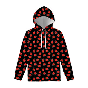 Cute Ladybird Pattern Print Pullover Hoodie