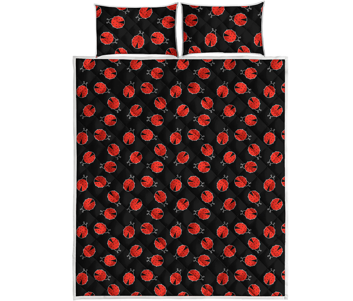Cute Ladybird Pattern Print Quilt Bed Set