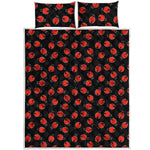 Cute Ladybird Pattern Print Quilt Bed Set