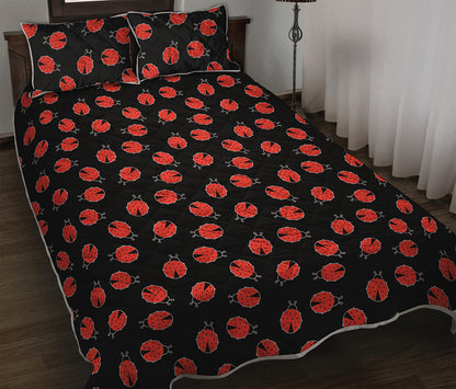 Cute Ladybird Pattern Print Quilt Bed Set