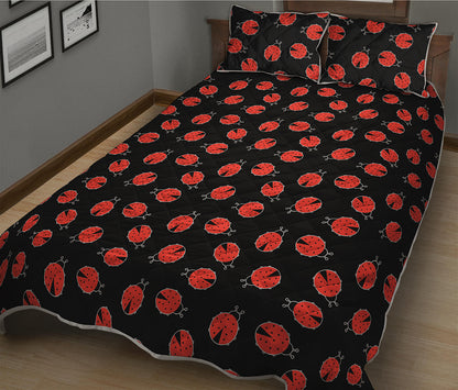 Cute Ladybird Pattern Print Quilt Bed Set