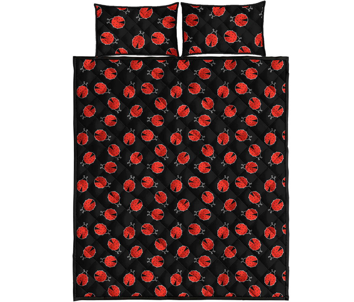 Cute Ladybird Pattern Print Quilt Bed Set