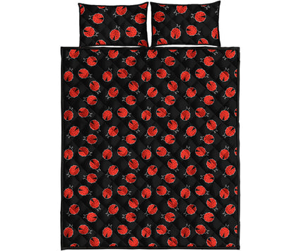 Cute Ladybird Pattern Print Quilt Bed Set
