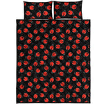 Cute Ladybird Pattern Print Quilt Bed Set