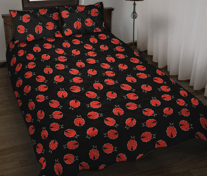 Cute Ladybird Pattern Print Quilt Bed Set