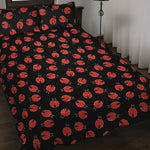 Cute Ladybird Pattern Print Quilt Bed Set