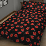 Cute Ladybird Pattern Print Quilt Bed Set