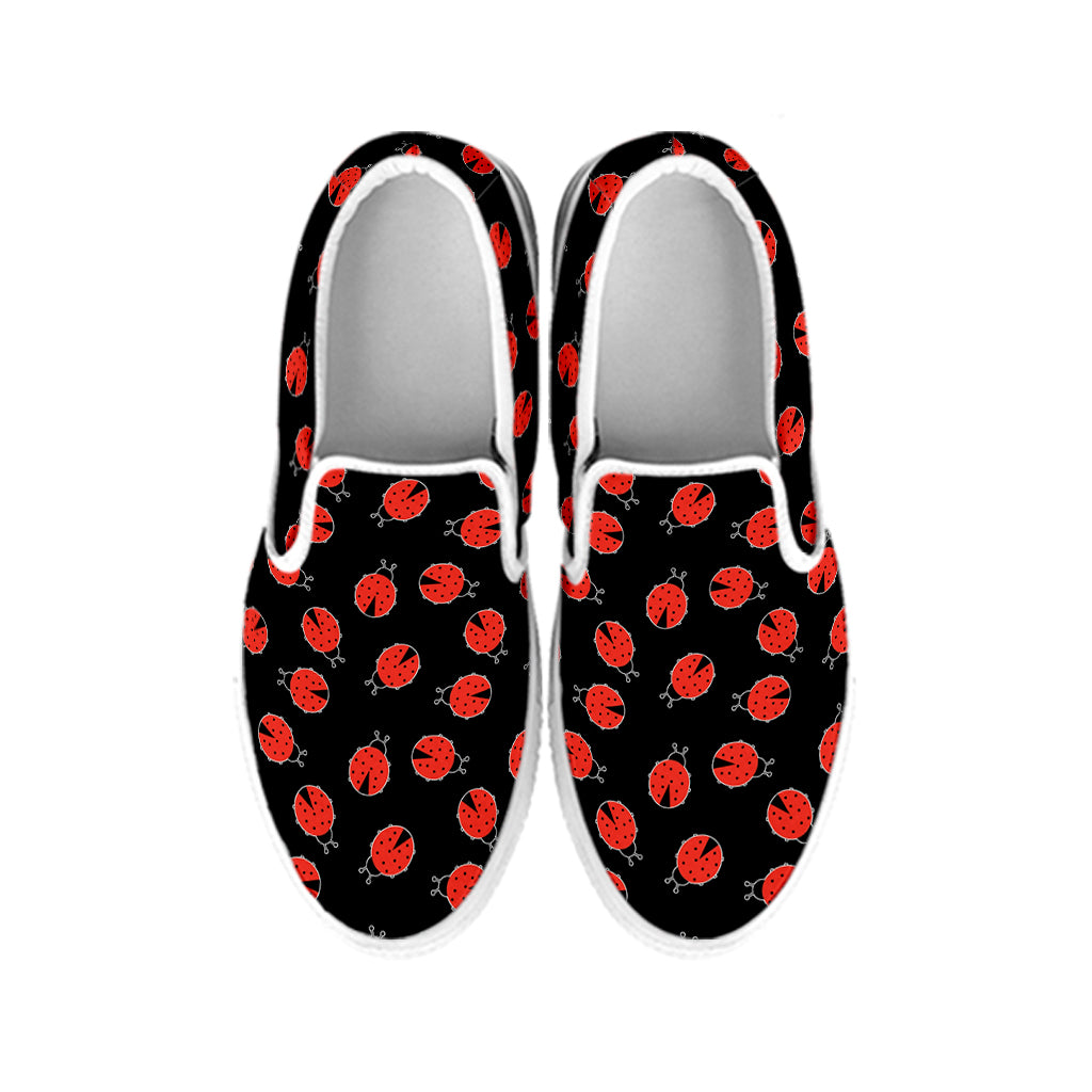 Cute Ladybird Pattern Print White Slip On Shoes