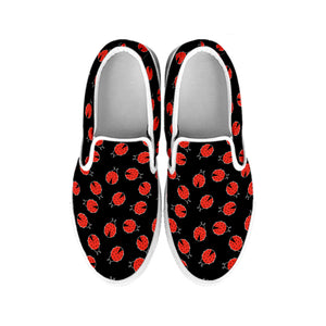 Cute Ladybird Pattern Print White Slip On Shoes