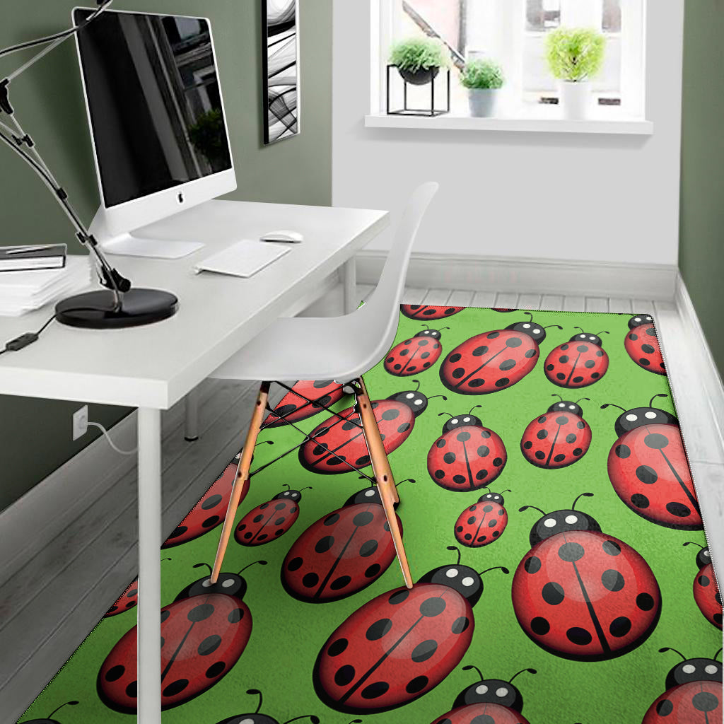 Cute Ladybug Pattern Print Area Rug