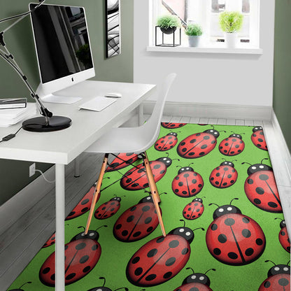 Cute Ladybug Pattern Print Area Rug