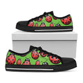 Cute Ladybug Pattern Print Black Low Top Sneakers