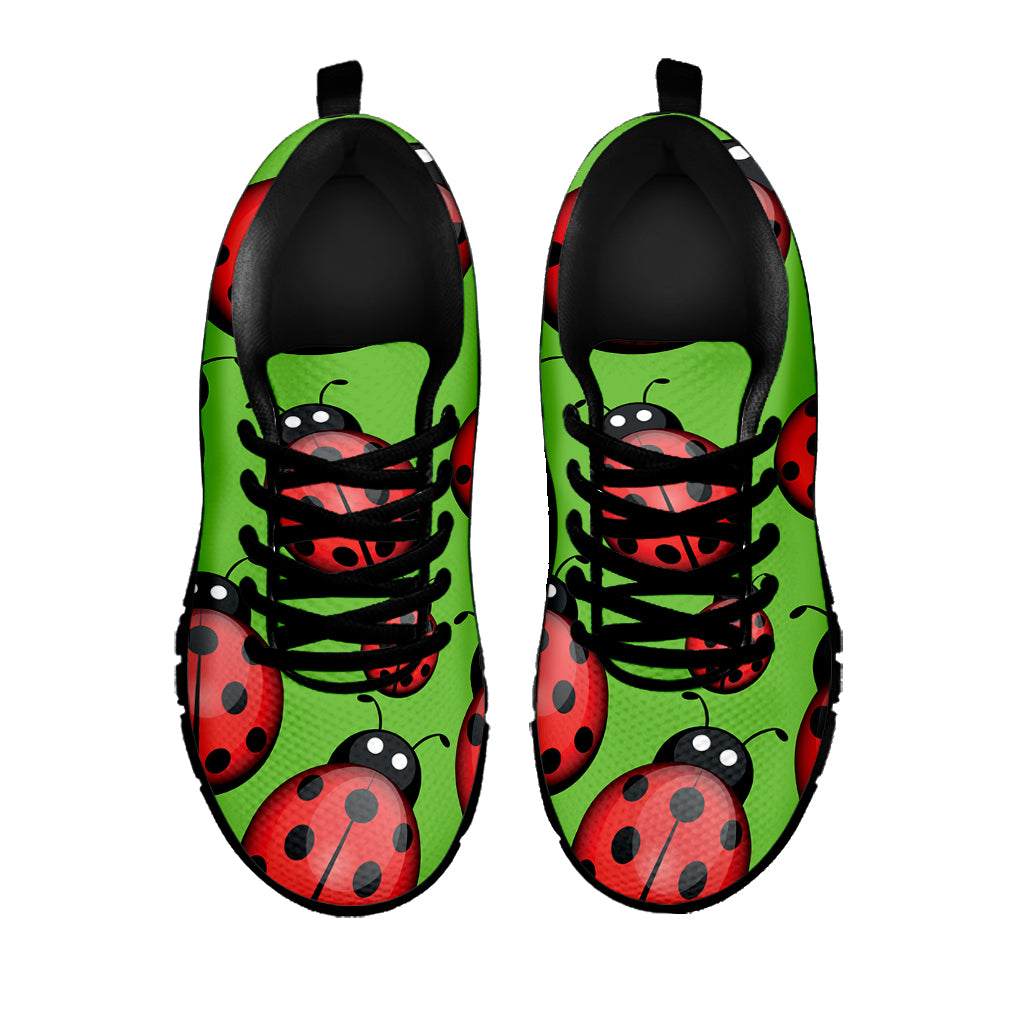 Cute Ladybug Pattern Print Black Sneakers