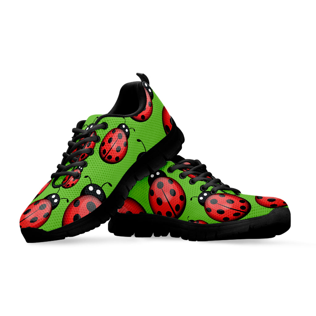 Cute Ladybug Pattern Print Black Sneakers
