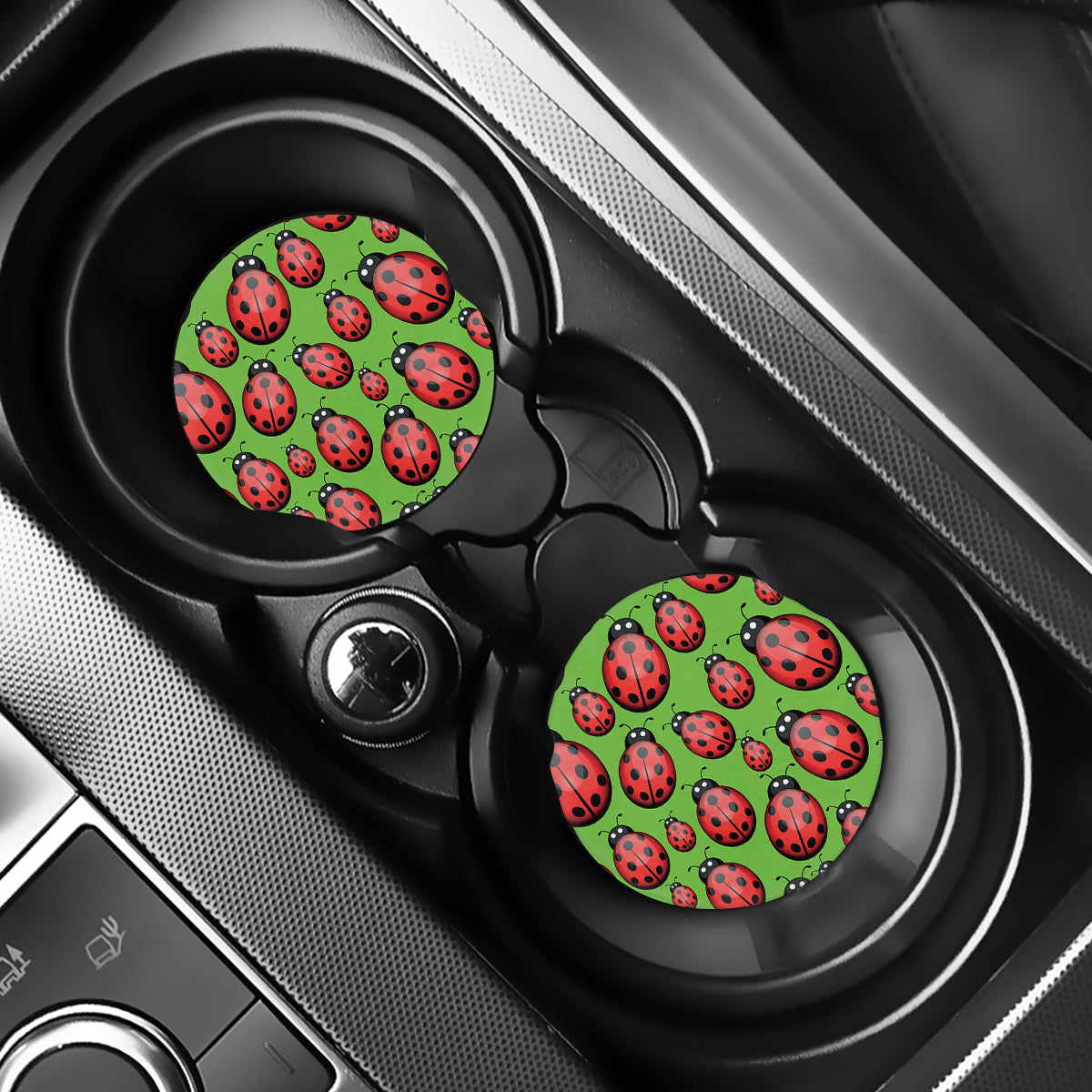 Cute Ladybug Pattern Print Car Coasters