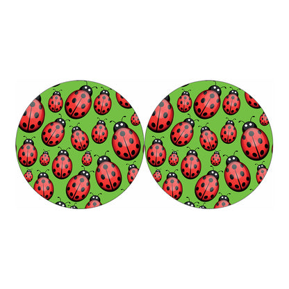 Cute Ladybug Pattern Print Car Coasters