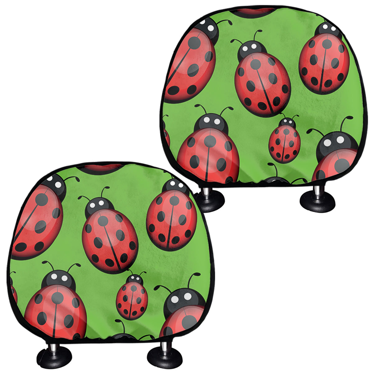 Cute Ladybug Pattern Print Car Headrest Covers