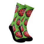 Cute Ladybug Pattern Print Crew Socks
