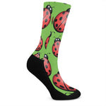 Cute Ladybug Pattern Print Crew Socks