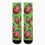 Cute Ladybug Pattern Print Crew Socks