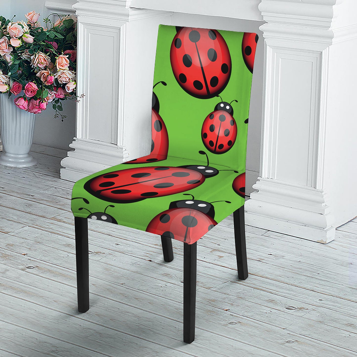 Cute Ladybug Pattern Print Dining Chair Slipcover