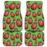 Cute Ladybug Pattern Print Front and Back Car Floor Mats