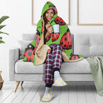 Cute Ladybug Pattern Print Hooded Blanket