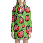 Cute Ladybug Pattern Print Hoodie Dress