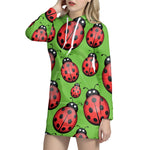 Cute Ladybug Pattern Print Hoodie Dress