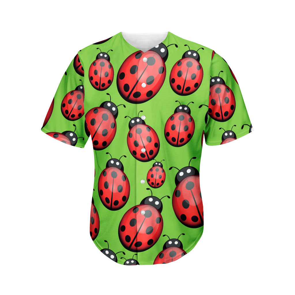Cute Ladybug Pattern Print Men's Baseball Jersey