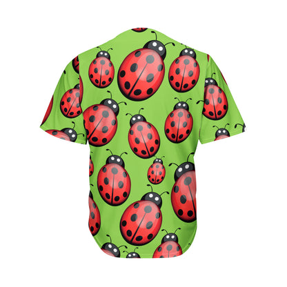 Cute Ladybug Pattern Print Men's Baseball Jersey