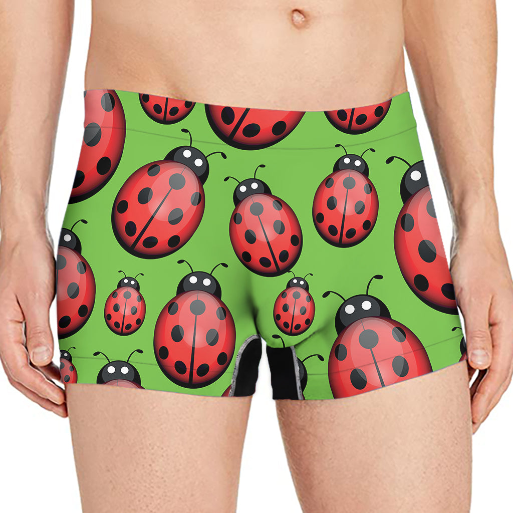 Cute Ladybug Pattern Print Men's Boxer Briefs